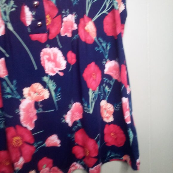 PerSeption Concept Blouse L Sleeveless Floral Blue Red Green - Picture 7 of 13